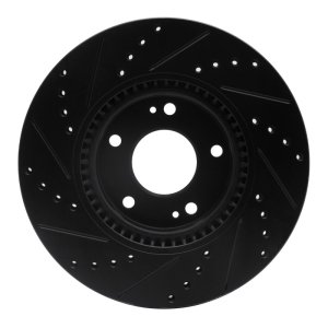 Hyundai Tucson Brake Rotor (1) - Front Right - R1 Concepts - Drilled & Slotted - Black - `05-`24